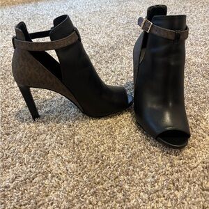 Michael Kors Black and Brown Heeled Ankle Boots